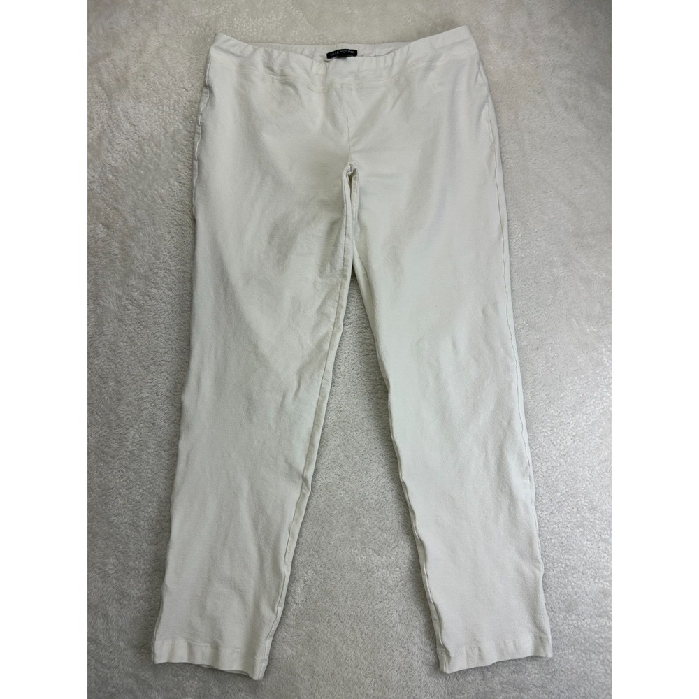 Eileen Fisher Washable Stretch Crepe Slim Ankle Pants Womens M White E-Waist